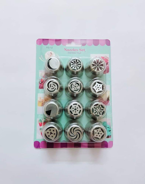 AL ATASH 12 Pcs Russian Nozzles Set Stainless Steel Reusable