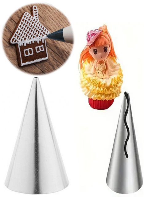 JAMBOREE Writing Frill Nozzle Large Size Basket Cake Decorating Icing Tip  Stainless Steel Wavy Icing Nozzle