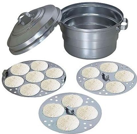 Q8 Twinkle Idiyappam Maker-Steamer-Cooker (Hard-Anodized Aluminum) Induction Idli Maker (3 Plates , 17 Idlis ) - Image 5