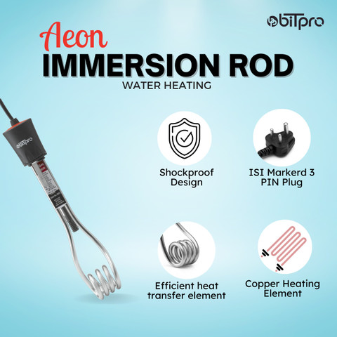 BITPRO Aeon Auto Cut Off, Shock-Proof Water-Proof 1000 W Shock Proof  Immersion Heater Rod