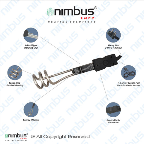 Orbon Electric Immersion Water Heating Rod 1000 Watts Water Heater  Bucket Heater 1000 W Shock Proof Immersion Heater Rod