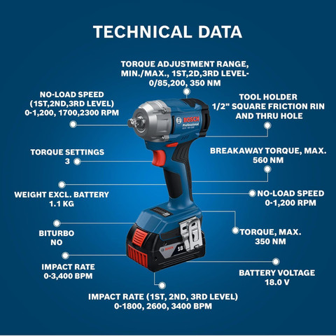 cordless impact wrench hand drill battery bosch
