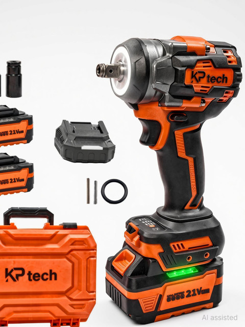 KP TECH Cordless Impact Wrench 600Nm 21V 2×3.0Ah Battery