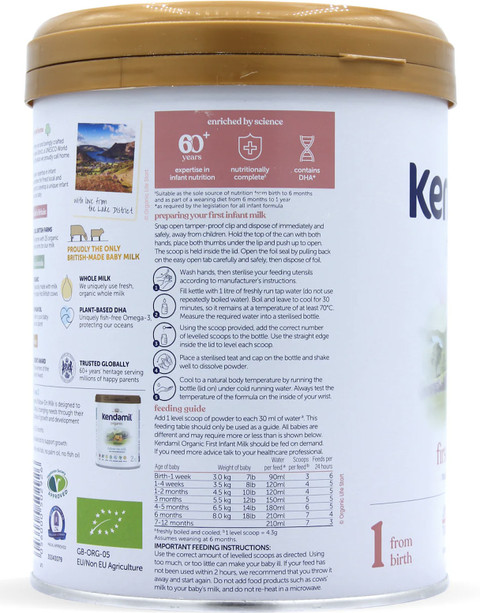 Kendamil Organic First Infant Milk, Stage 1, British Made, Organic