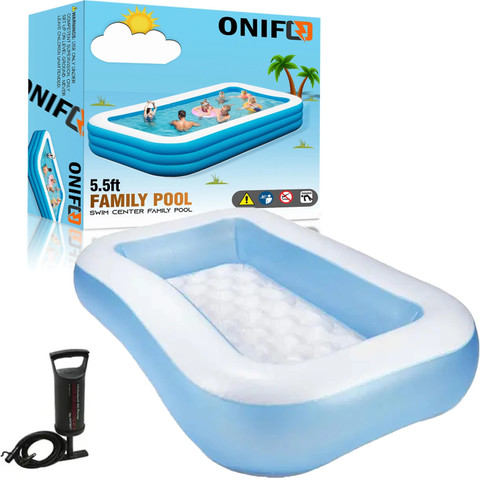 ONIFO Bath tub for Baby Inflatable Rectangular Pool with Air  Balloon Pump Inflatable Swimming Pool