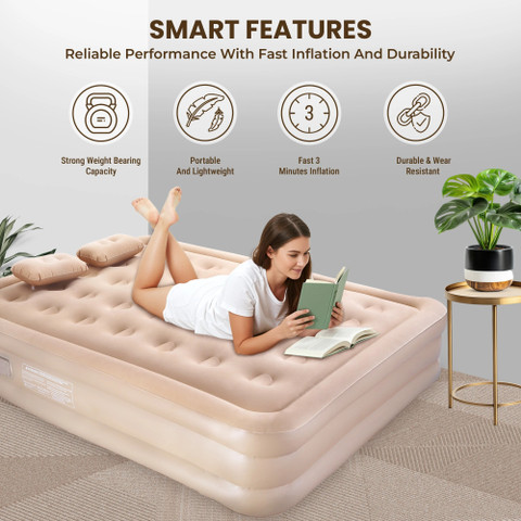 Robustt Air Mattress with Built-in Pump (200 x 150 x 40 cms