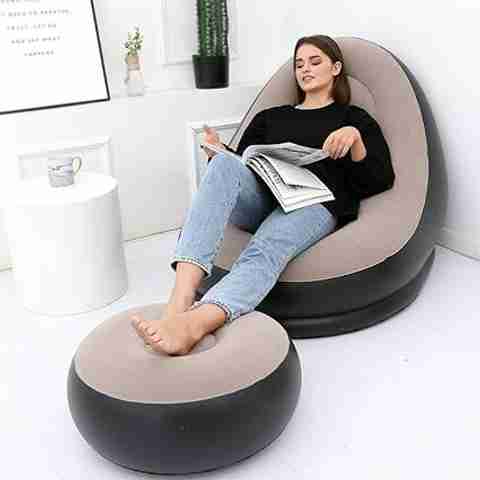 HUEX SXSCE-985632 Leatherette 1 Seater Inflatable Sofa (Color - BROWN, Pre-assembled) - Image 2