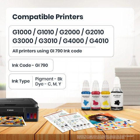 Splashjet GI 790 Refill Ink for Pixma G2010,G2000, Black-Pigment
