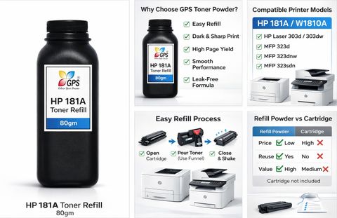 323d Ink GPS Colour Your Dreams 181A Toner Refill For HP Laser 303d, 303dw, MFP ...