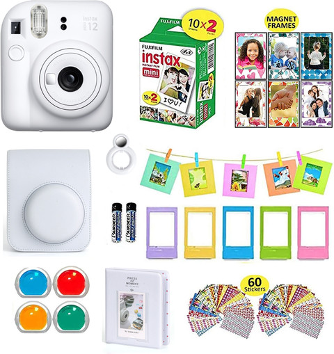 FUJIFILM Instax mini 12 Clay White Bundle+10x2 Film+Carrying Case