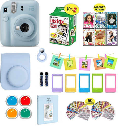 FUJIFILM Instax mini 12 Pastel Blue Bundle+10x2 Film+Carrying Case