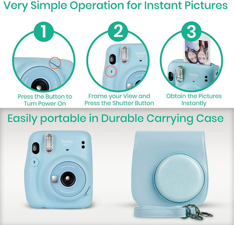 FUJIFILM Instax Mini 11 Instax Mini 11 Purple with Film 10x2 Case,  Filters, Photo Album, Stickers Instant Camera