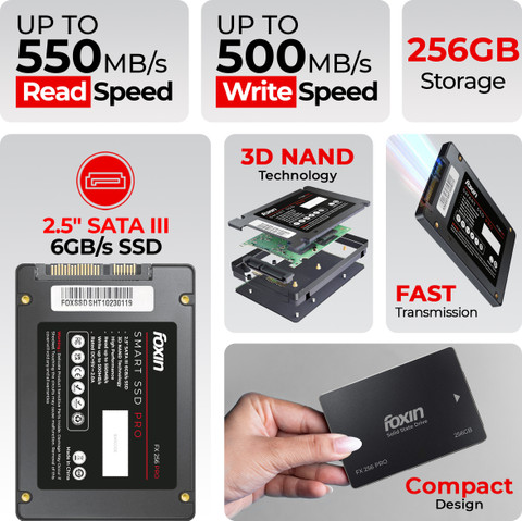 Foxin Pro 256 GB Laptop, Desktop Black SATA III Internal Solid