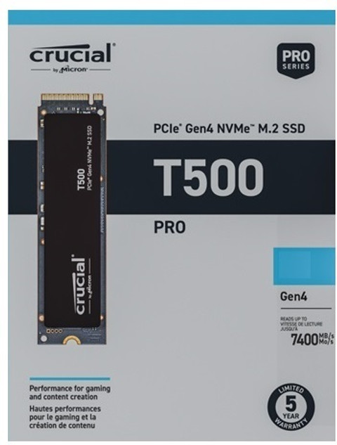 【新品】Crucial T500 500GB SSD PRO Crucial T500 500 GB Desktop, Laptop Black PCIe NVMe Internal Solid