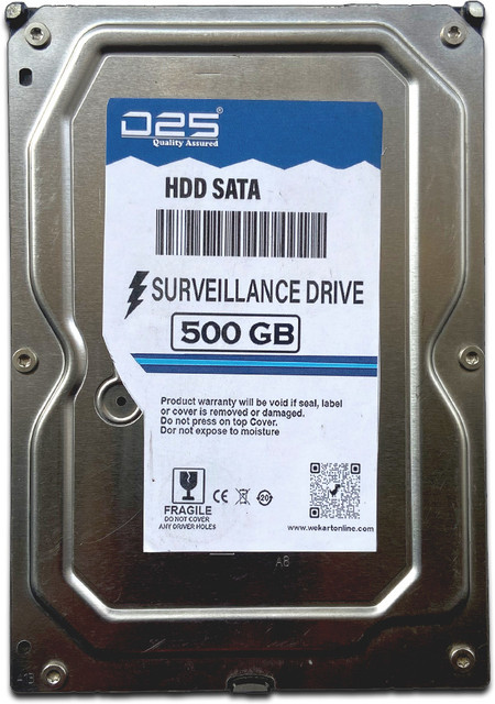D25 500GB Hard Disk for CP PLUS Channel (CP-UVR-0401E1-CS) CCTV Camera  DVR 500 GB Surveillance Systems Blue SATA Internal Hard Disk Drive (HDD)