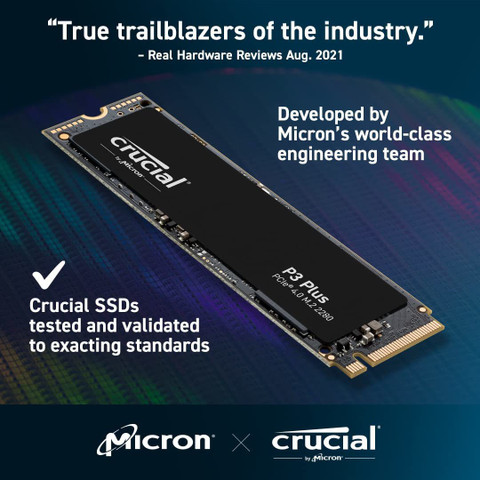 Crucial CT1000P3PSSD8 1000 GB Desktop, Laptop Black PCIe NVMe Internal  Solid State Drive (SSD) (P3 Plus PCIe NVMe 2280)