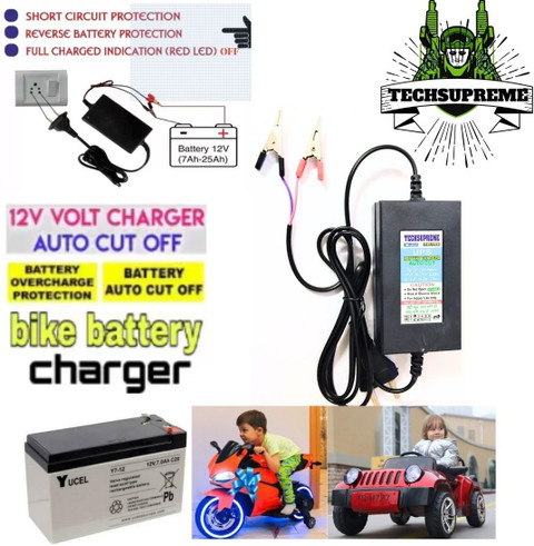TechSupreme 12volt Amp Bike Car Battery Charger With Auto Cut