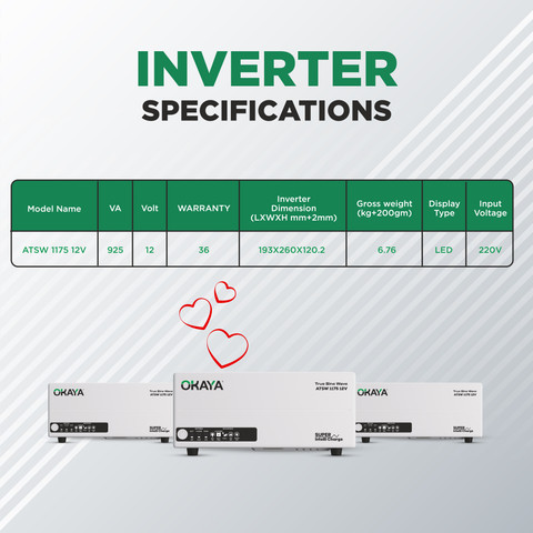 OKAYA 950 VA Okaya Advanced True Sine Wave; VA Rating: 925 VA