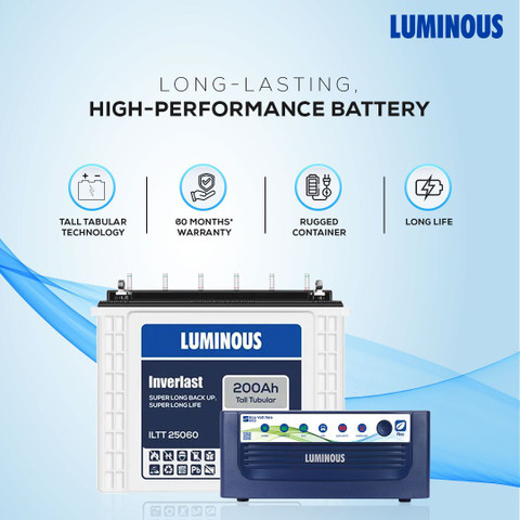 LUMINOUS ILTT25060 Inverlast ILTT 25060 Tall Tubular With Eco Volt Neo ...