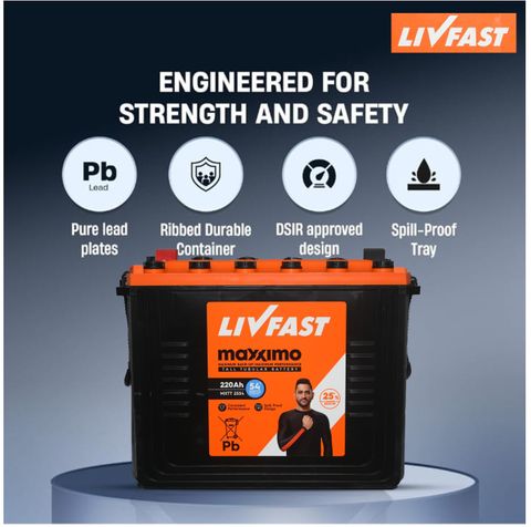 Livfast 220Ah Tall Tubular UPS Inverter Battery MXTT 2554 with 54 ...