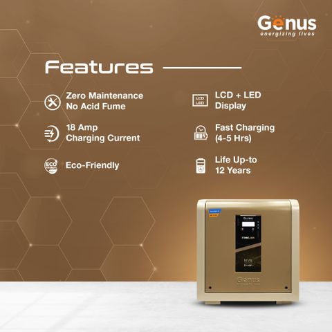 Genus Battery Maxilion 1000 VA Inverter with Integrated 1280Wh Lithium ...