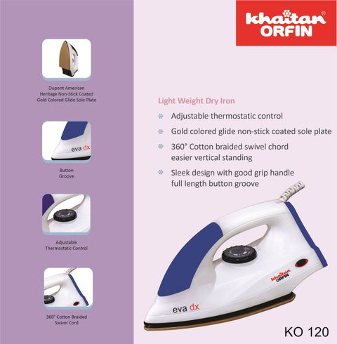 Khaitan Orfin Dry Iron Eva DX 1000 W Dry Iron Price in India - Buy
