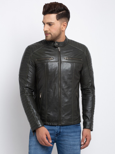 Teakwood Leathers Full Sleeve Solid Men Jacket
