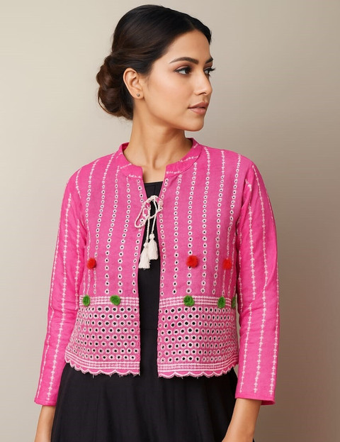 GROVEBERRY Full Sleeve Self Design Women Jacket