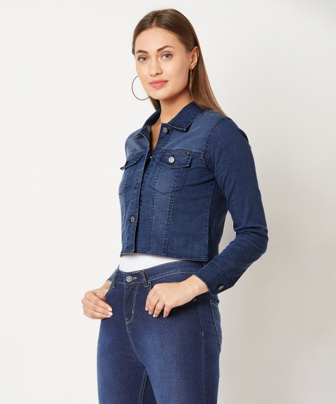 Dressberry Navy Blue Women Coats DressBerry Women Navy Blue Solid