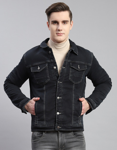 MONTE CARLO Full Sleeve Solid Men Denim Jacket Buy MONTE CARLO