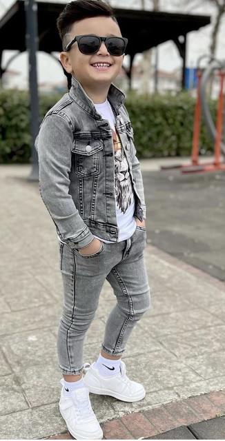 Mysha clothing Full Sleeve Printed Boys Denim Jacket Buy Mysha