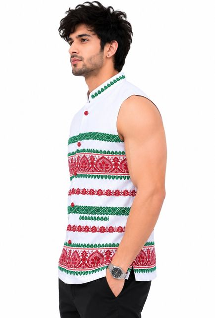 Adivasi Men Printed Nehru Jacket - Image 7