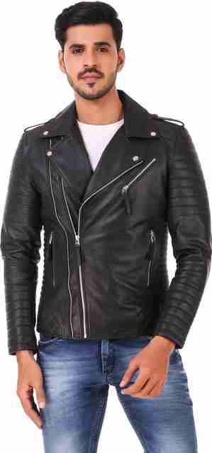 लेदर रीटेल पुरुषों के लिए सॉलिड फुल स्लीव जैकेट