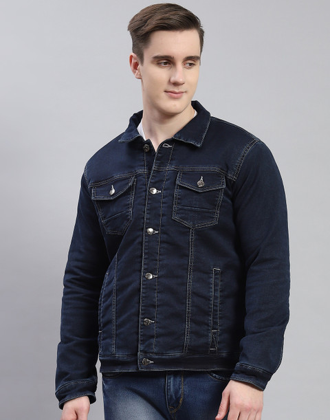 MONTE CARLO Full Sleeve Solid Men Denim Jacket Buy MONTE CARLO - Main Image