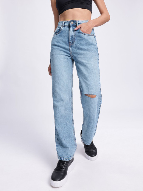 Glitchez Straight Fit Women Blue Jeans - Buy Glitchez Straight Fit