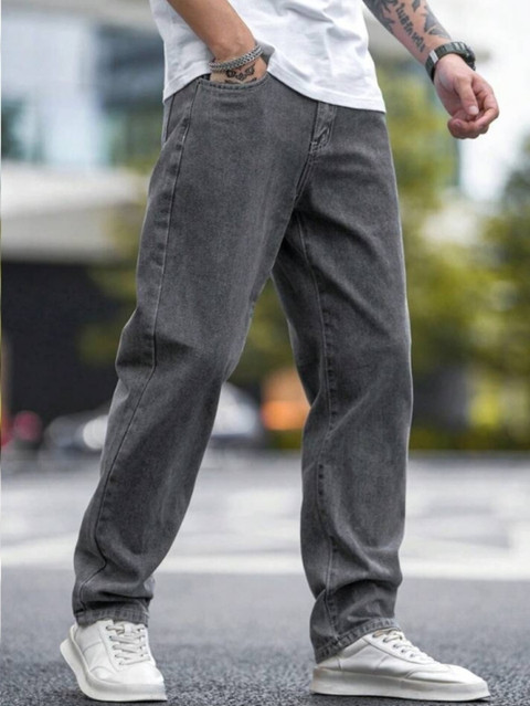 Men Jogger Fit Wrogn Jogger Jeans WROGN Men Grey Mid-Rise Clean