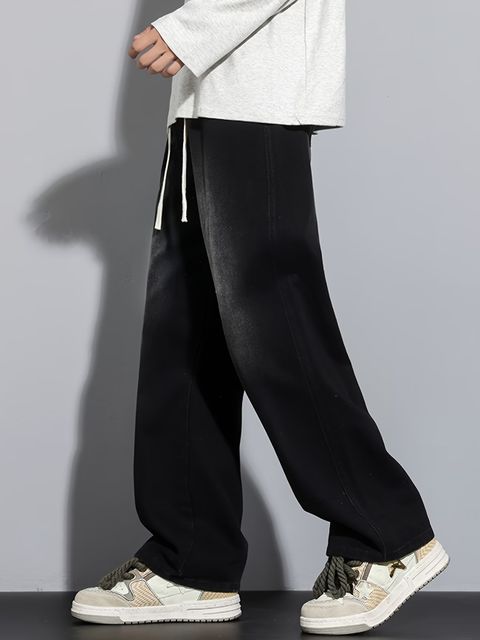 CLASSIC TORCH Men Wide Leg Mid Rise Black Jeans - Image 4