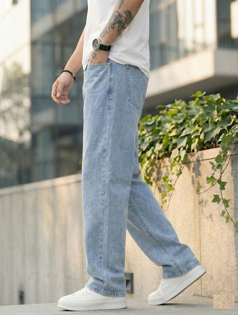 METRONAUT Men Relaxed Fit Mid Rise Light Blue Jeans - Image 6