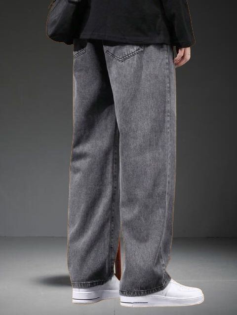 StarForWell Men Loose Fit Mid Rise Grey Jeans - Image 3