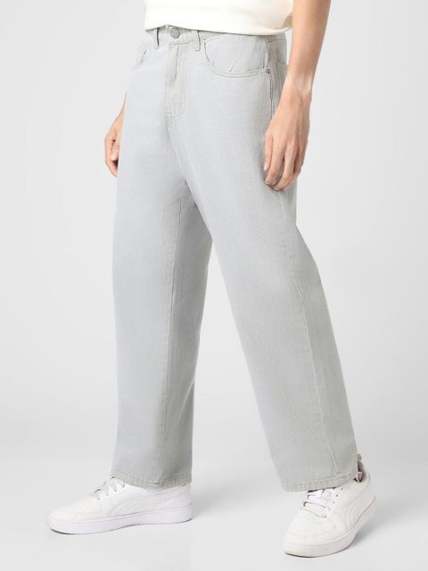 Urbano Fashion Men Loose Fit Mid Rise Grey Jeans - Image 3