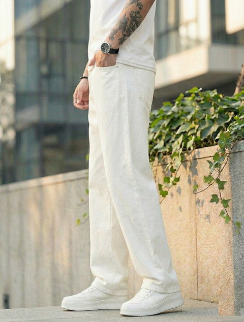 TOO organic cotton white denim pants 白 Maahit Loose Fit Men White Jeans - Buy Maahit Loose Fit Men White