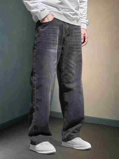 PODGE Men Loose Fit Mid Rise Dark Grey Jeans - Image 2