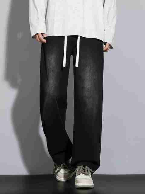 CLASSIC TORCH Men Wide Leg Mid Rise Black Jeans - Image 2