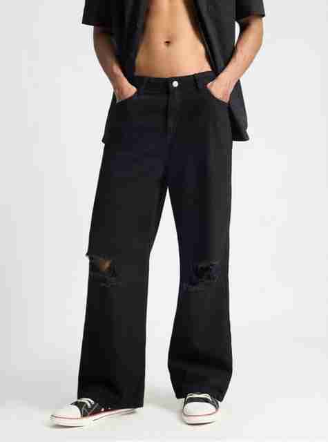 HOKER Men Loose Fit Mid Rise Black Jeans - Image 2