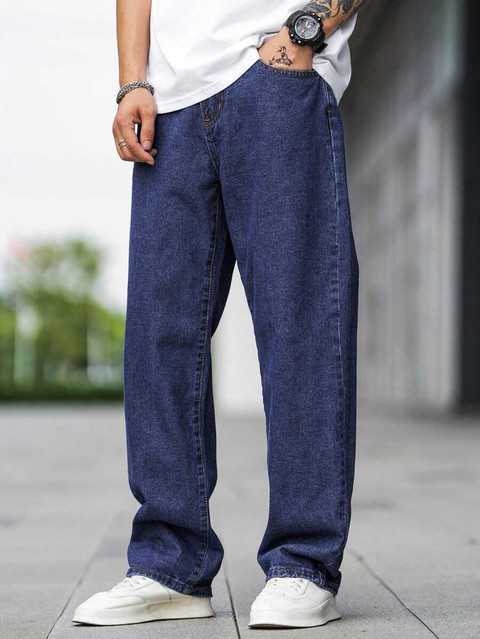DENIM LOOK Loose Fit Men Dark Blue Jeans