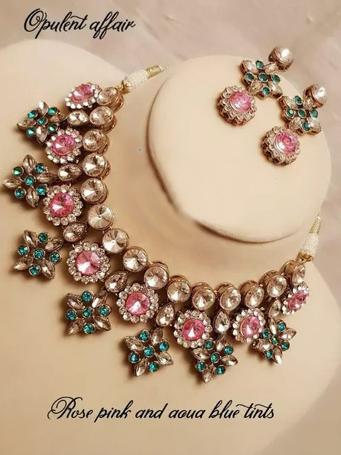 Roshni Creation Alloy Pink Jewellery Set Price in India Buy