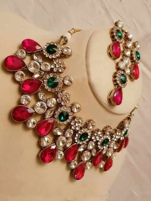 Saree Swarg Alloy Red, Green Jewellery Set Price in India Buy