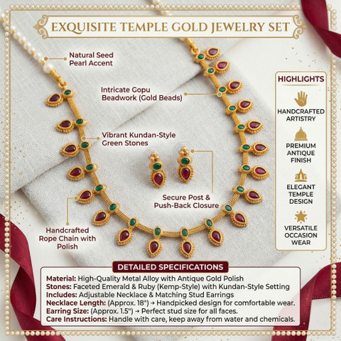 zxriz Alloy Gold-plated Gold, Red Jewellery Set Price in India