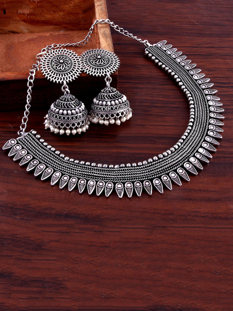 Haniya Oxidised Silver Silver Silver Jewellery Set