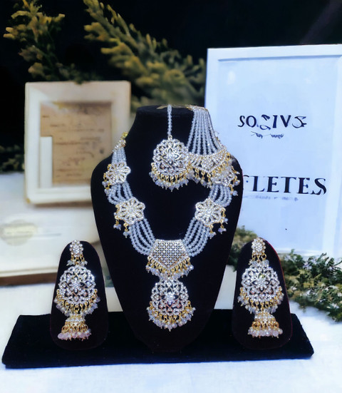 Flipkart White Stone Necklace For Wedding American Diamond - Main Image